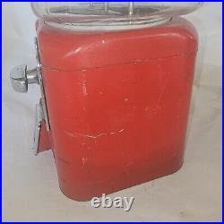 Vtg Red Oak Acorn 1 Cent Gumball /Peanut Machine & Key