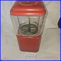 Vtg Red Oak Acorn 1 Cent Gumball /Peanut Machine & Key