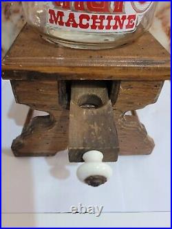Vtg The Great American Nut Machine Wooden Vending Machine 5¢ Nut Dispenser