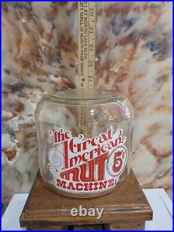 Vtg The Great American Nut Machine Wooden Vending Machine 5¢ Nut Dispenser