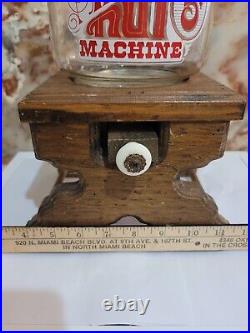 Vtg The Great American Nut Machine Wooden Vending Machine 5¢ Nut Dispenser