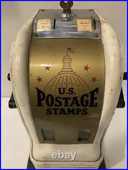 Vtg US POSTAGE STAMPS Vending Machine counter top dime quater 4&5 cent With KEY