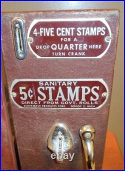 Working Vintage SCHERMACK PRODUCTS CORP. Double Stamp Machine Quarter Key