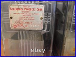 Working Vintage SCHERMACK PRODUCTS CORP. Double Stamp Machine Quarter Key