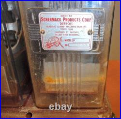 Working Vintage SCHERMACK PRODUCTS CORP. Double Stamp Machine Quarter Key
