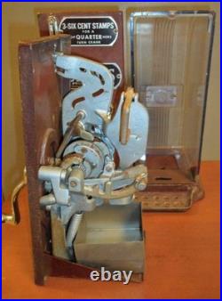 Working Vintage SCHERMACK PRODUCTS CORP. Double Stamp Machine Quarter Key