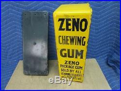 Zeno Yellow Porcelain Penny One Cent Chewing Gum Vending Machine, Old Vintage