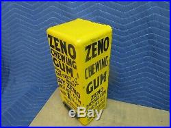 Zeno Yellow Porcelain Penny One Cent Chewing Gum Vending Machine, Old Vintage