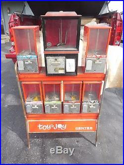 (vtg) Toy N Joy Vending Rack 7 Coin Op Machines 1 5 10 25 Cents Victor 77 Becker